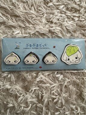 San-X Yappari Kyoumo Furueteru Kawaii Leaf Puppy Eraser Pack White Green Set 4